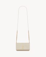 YSL Cassandre Phone Holder in Shiny Crocodile-Embossed Leather